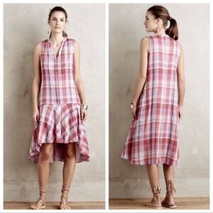MAEVE Pippa Pink Plaid Midi Swing Dress